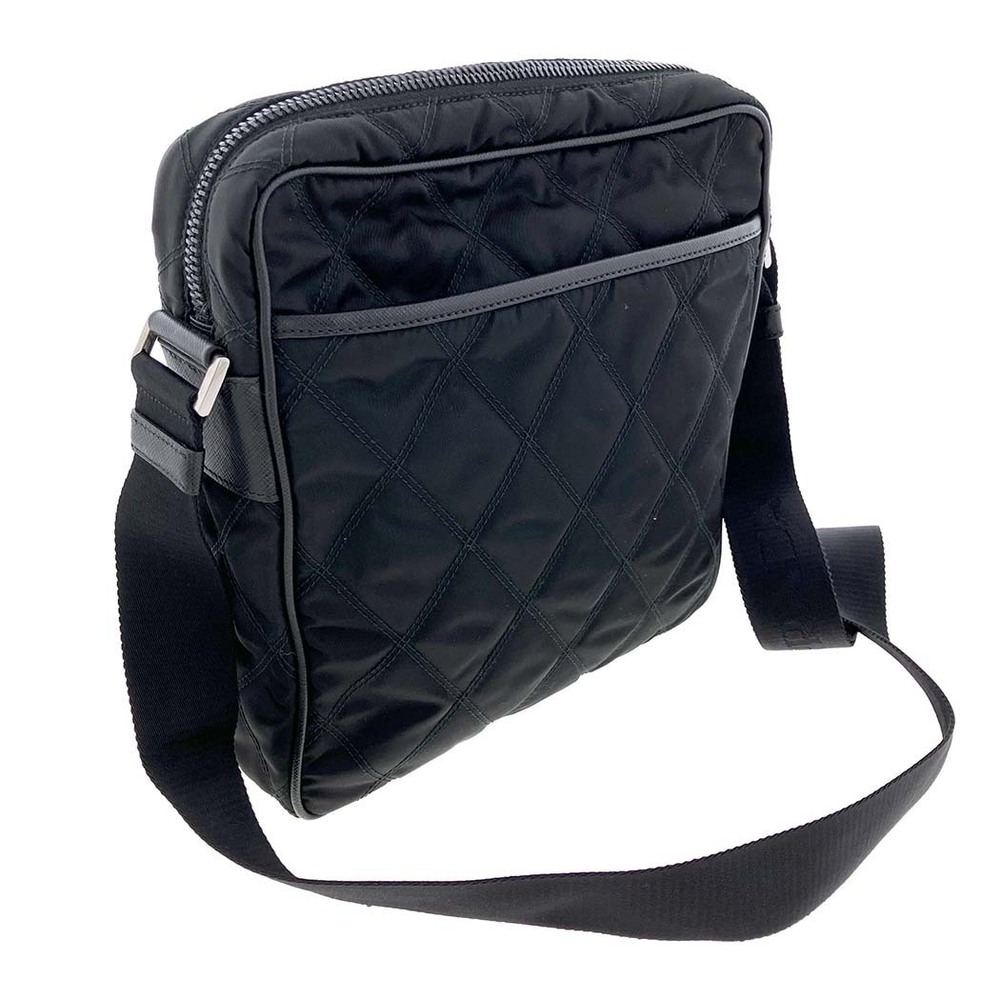 Prada Quilted Messenger Crossbody Bag Black - Picture 4 of 12